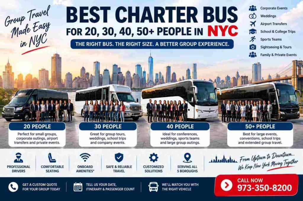 Best Charter Bus for 20, 30, 40, 50+ People in NYC