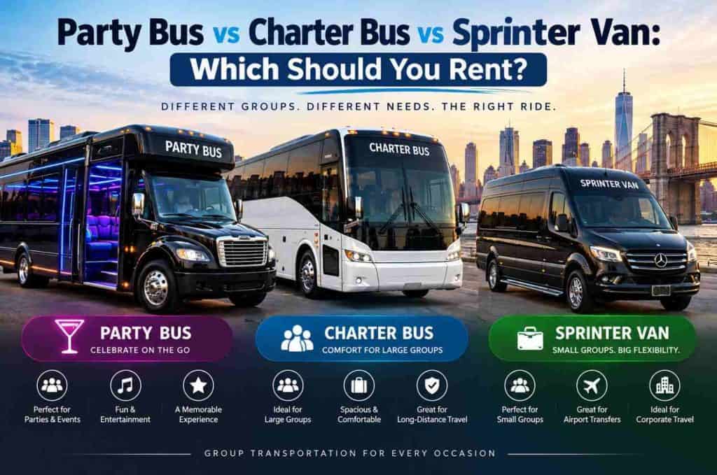 Party Bus vs Charter Bus vs Sprinter Van